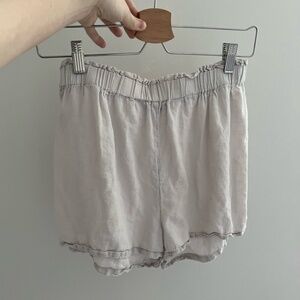 Zara // Cotton Linen Paperbag Shorts in Soft Grey Lilac